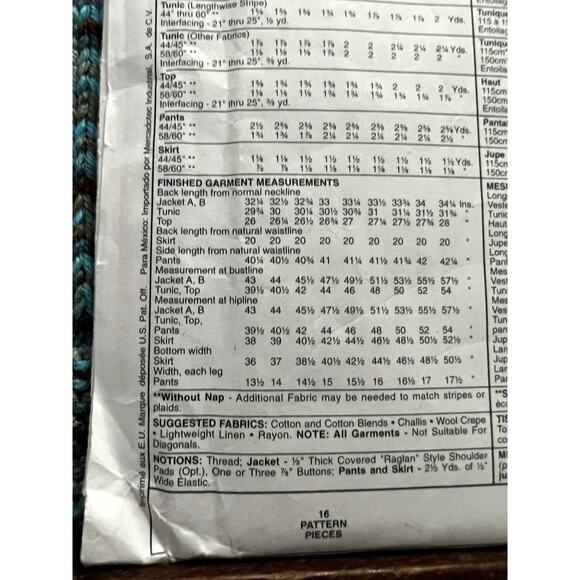 McCalls 7501 pattern jacket tunic top pull-on pants pullon skirt size 20 22 24 - Picture 5 of 7